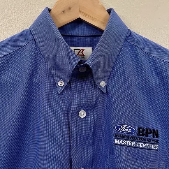 Cutter & Buck Ford Business Shirt Embroidered Blue Button Down Men's Size M - Picture 2 of 8